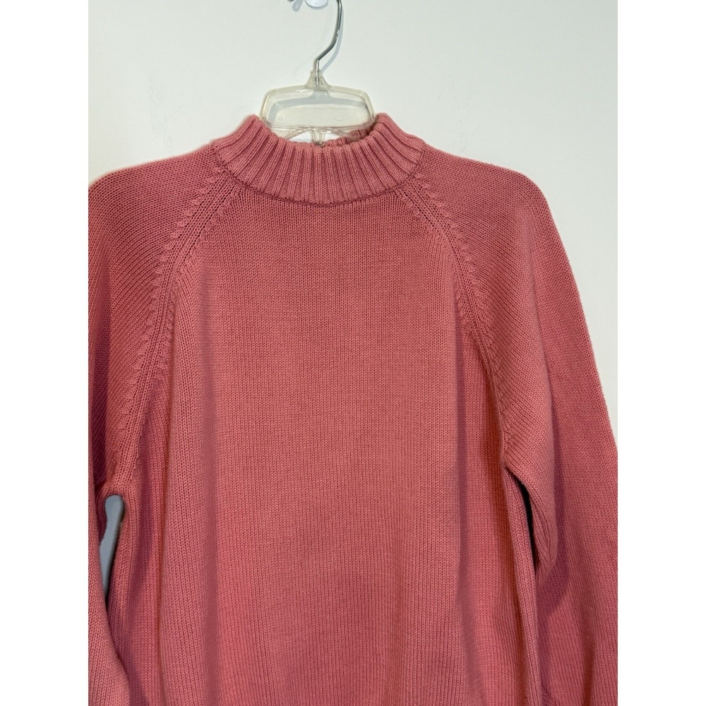 Vintage Lands End Drifter Sweater Women's LG Mock Neck USA 90s Salmon Pink - Picture 3 of 8